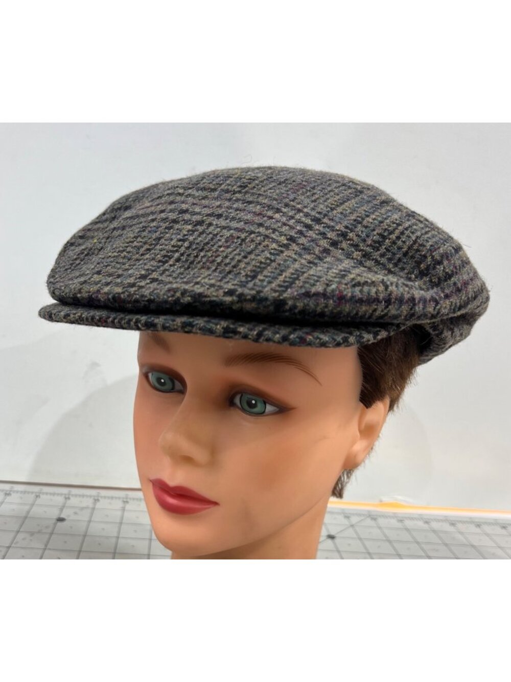 Pendleton Men’s Wool Tweed Newsboy Flat Cap Large Gray/Purple Plaid Vintage